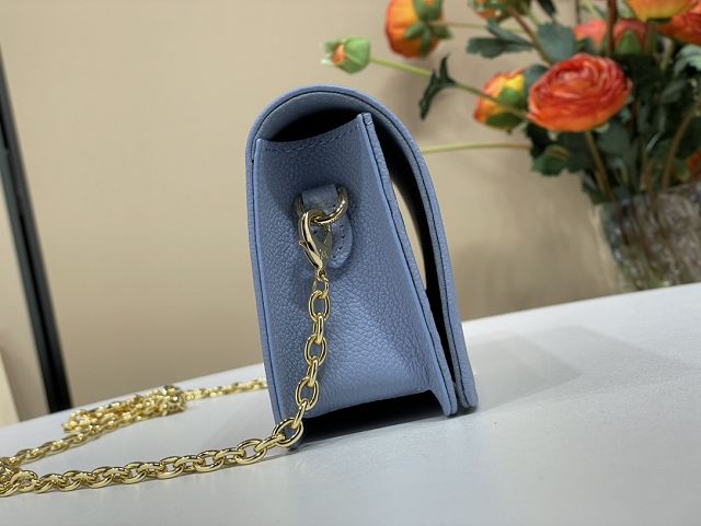 Louis vuitton original calfskin wallet on chain lily M82509 blue