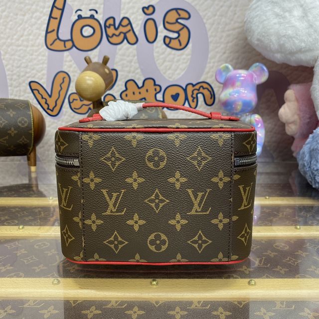 Louis vuitton original monogram mini nice cosmetic case M46766 red