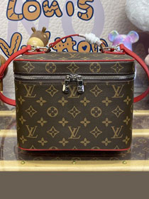 Louis vuitton original monogram nice BB cosmetic case M42265 red