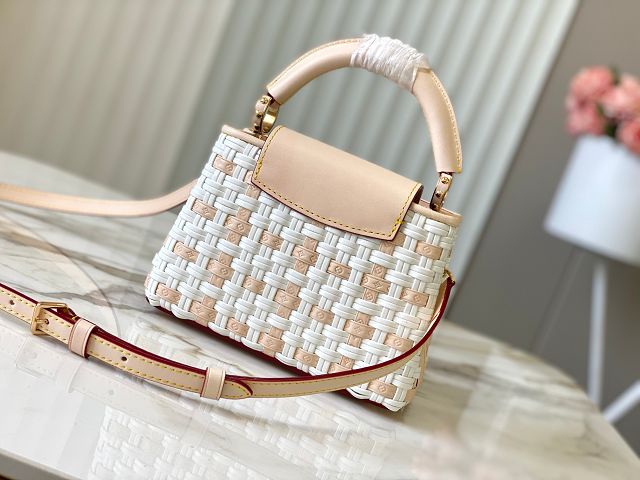 Louis vuitton original tweed capucines BB handbag M21103 apricot