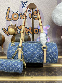 Louis vuitton original denim papillon bag M46830 blue