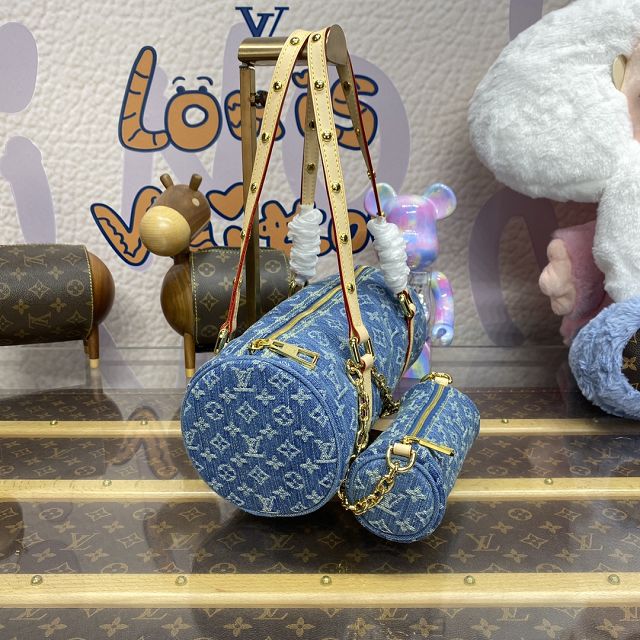 Louis vuitton original denim papillon bag M46830 blue