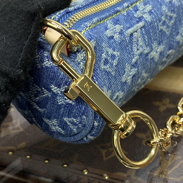 Louis vuitton original denim papillon bag M46830 blue