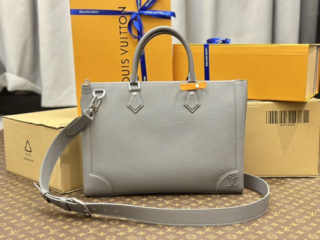 Louis vuitton original calfskin slim briefcase M30856 grey