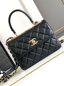 CC original lambskin mini top handle flap bag AS4654 black