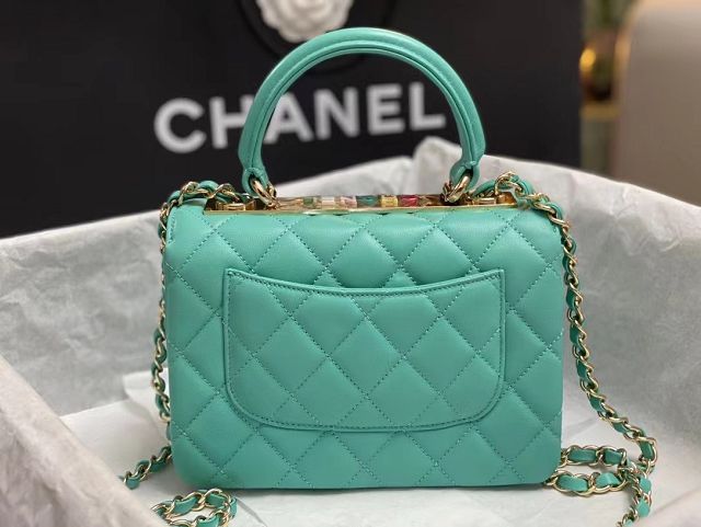 CC original lambskin mini top handle flap bag AS4654 blue