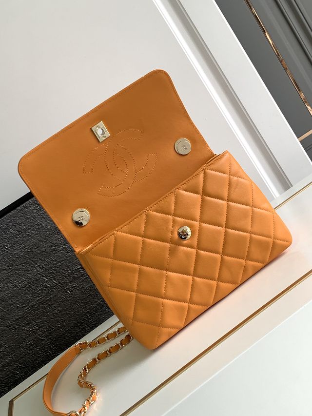 CC original lambskin top handle flap bag A92236 orange