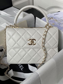 CC original lambskin top handle flap bag A92236 white