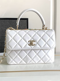 CC original lambskin top handle flap bag A92236-3 white