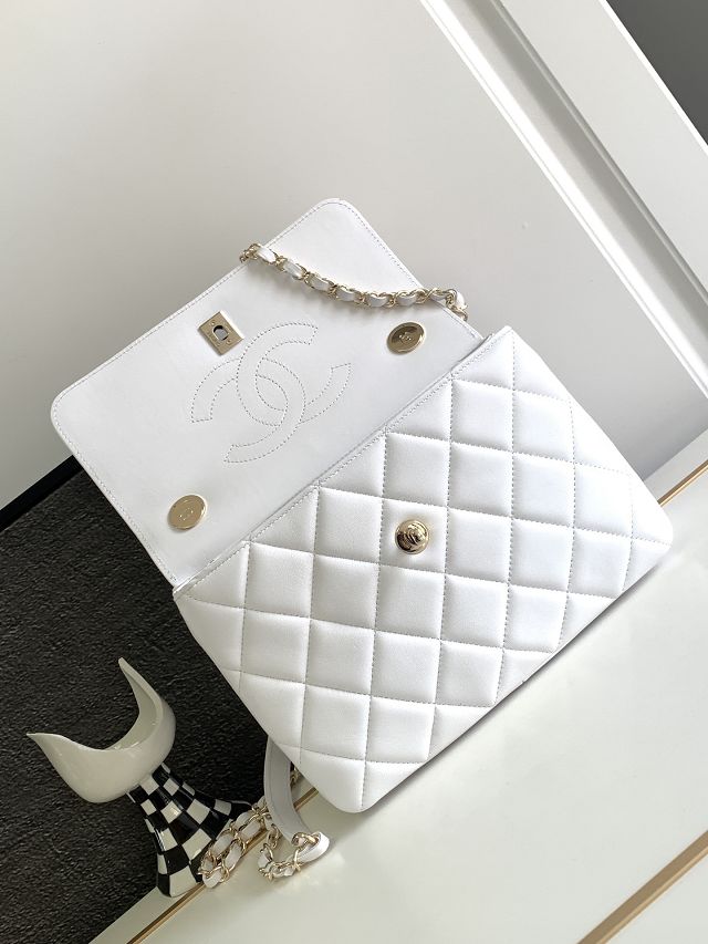 CC original lambskin top handle flap bag A92236-3 white