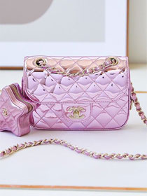 2024 CC original mirror calfskin mini flap bag AS4646 pink