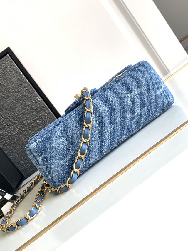 CC original denim mini flap bag A69900 blue