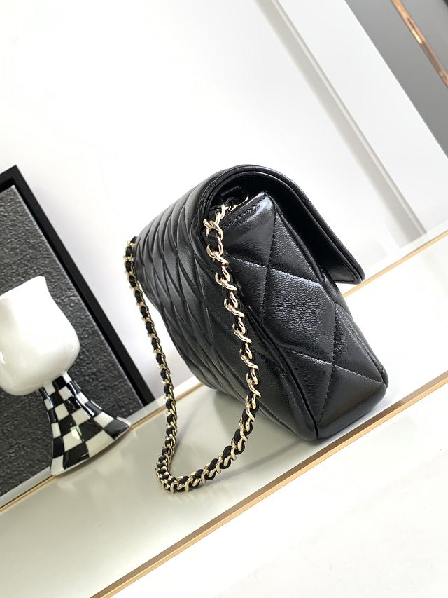 CC original lambskin clutch with chain AP3562 black 