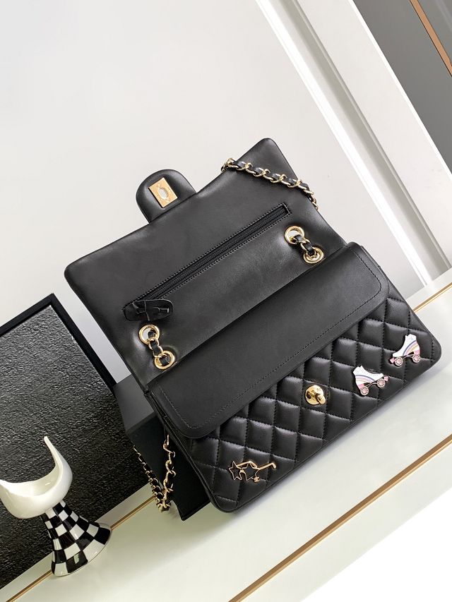 CC original lambskin medium flap bag A01112 black