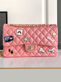 CC original lambskin medium flap bag A01112 pink