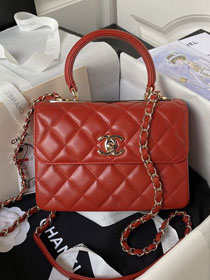 CC original lambskin mini top handle flap bag AS4654 red