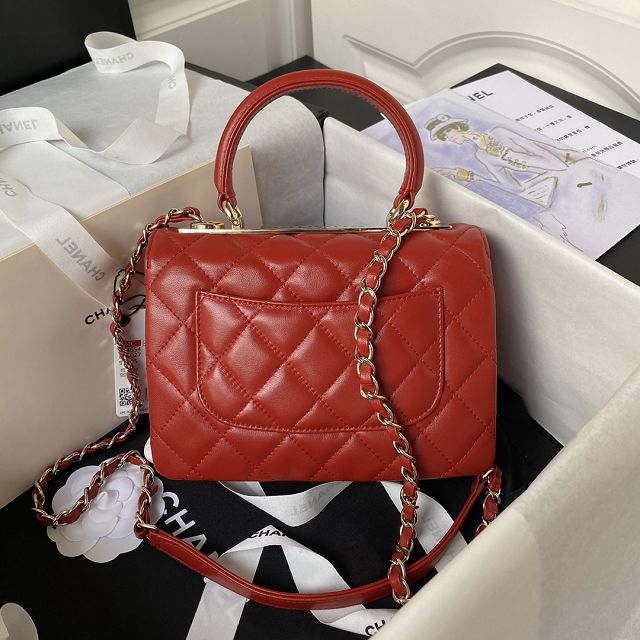 CC original lambskin mini top handle flap bag AS4654 red