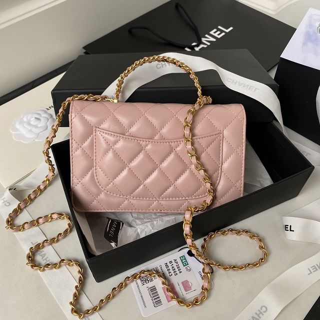 CC original lambskin wallet on chain AP3664 pink