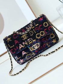 CC original sequins small flap bag AS4561 black