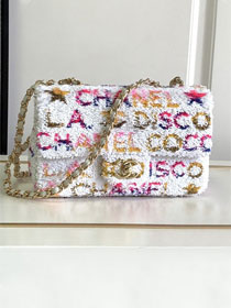 CC original sequins small flap bag AS4561 white