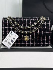 CC original tweed medium flap bag A01112 black&pink