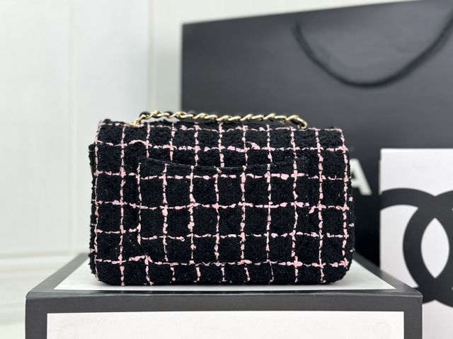 CC original tweed mini flap bag A69900 black&pink
