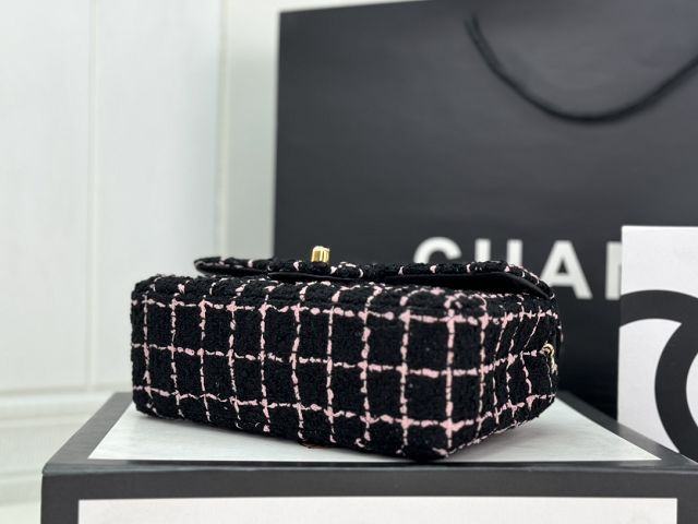 CC original tweed mini flap bag A69900 black&pink