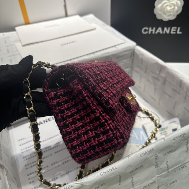 CC original tweed mini flap bag A69900 black&rose red