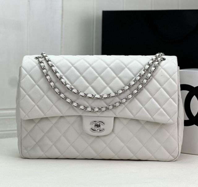 2024 CC original grained calfskin maxi flap bag AS4661 white