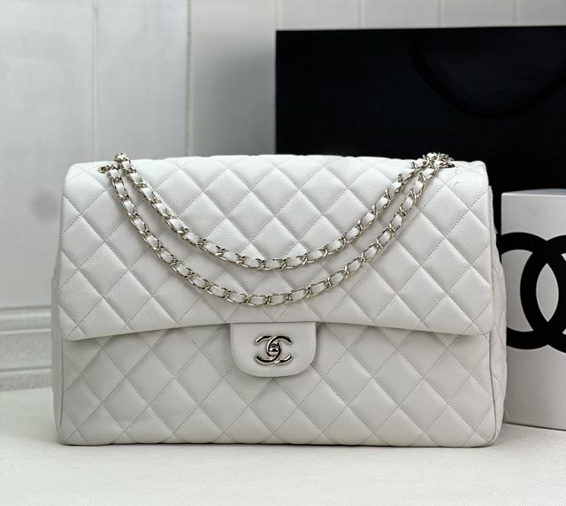 2024 CC original grained calfskin maxi flap bag AS4661 white