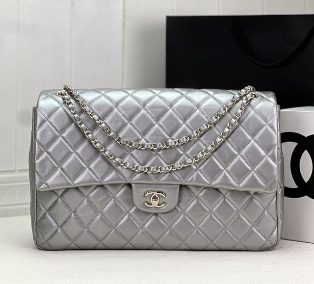 2024 CC original lambskin maxi flap bag AS4661 silver