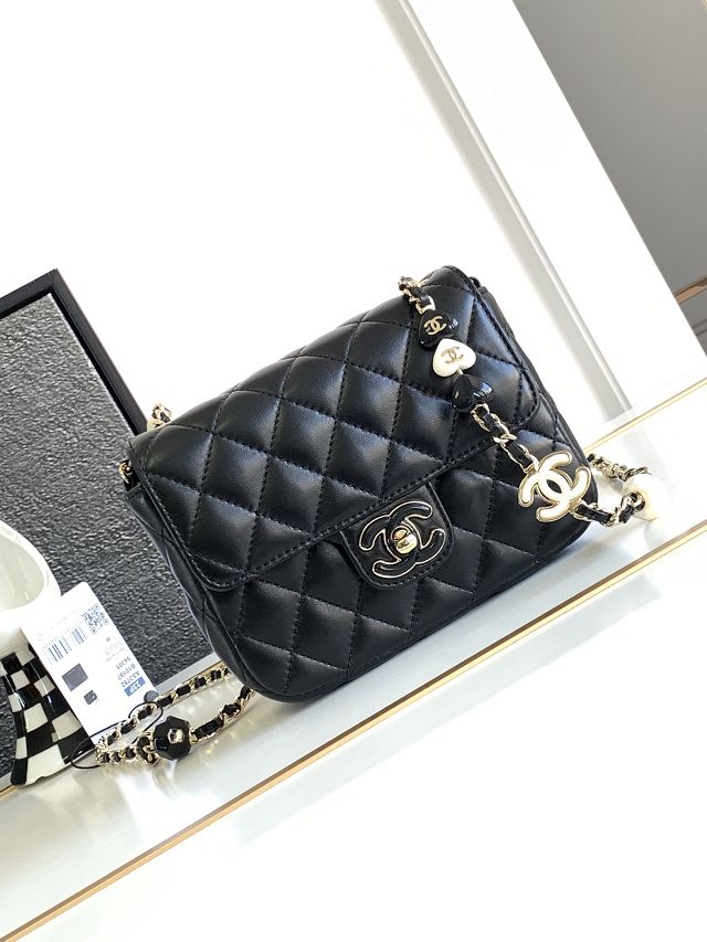 2024 CC original lambskin mini flap bag AS3782 black