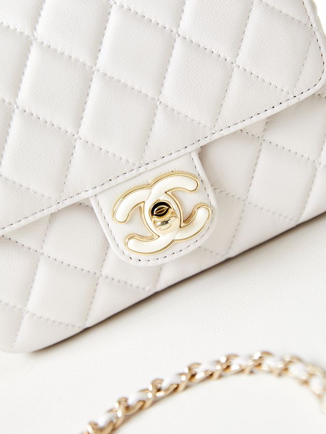 2024 CC original lambskin mini flap bag AS3782 white