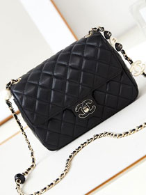 2024 CC original lambskin small flap bag AS3783 black