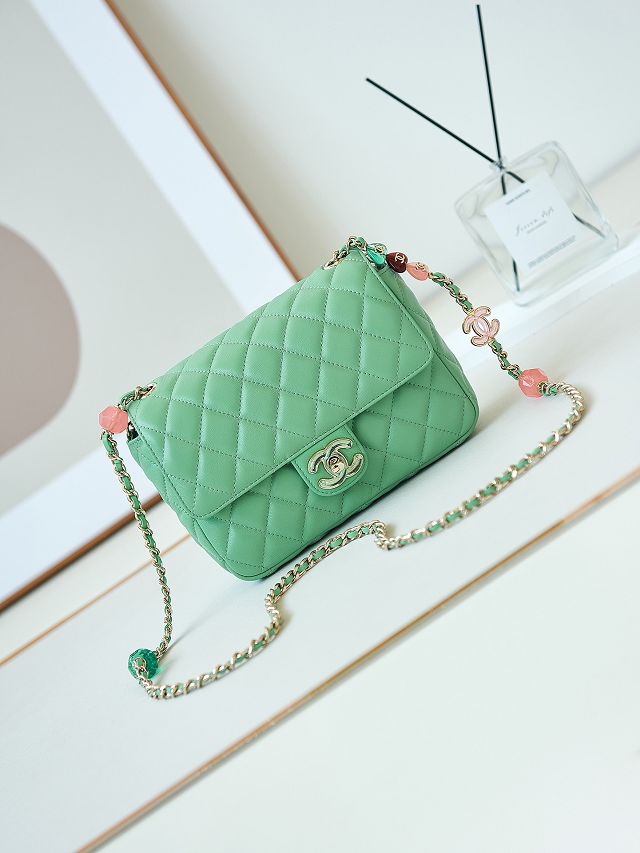 2024 CC original lambskin small flap bag AS3783 green