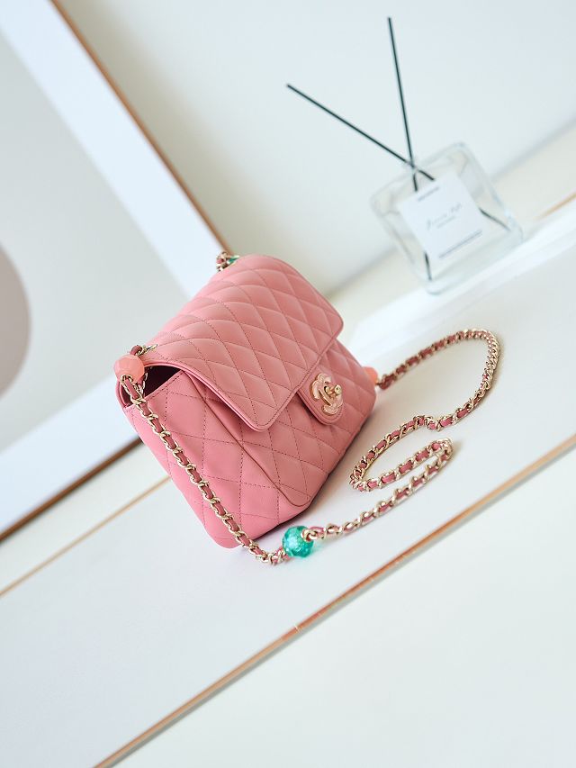 2024 CC original lambskin small flap bag AS3783 pink