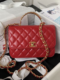 2024 CC original lambskin top handle flap bag AS4307 red