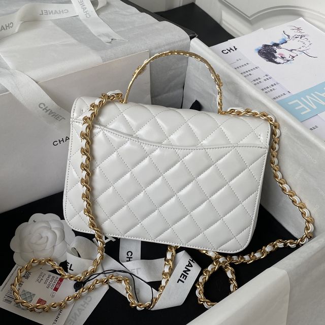 2024 CC original lambskin top handle flap bag AS4307 white