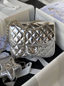 2024 CC original mirror calfskin mini flap bag AS4647 silver