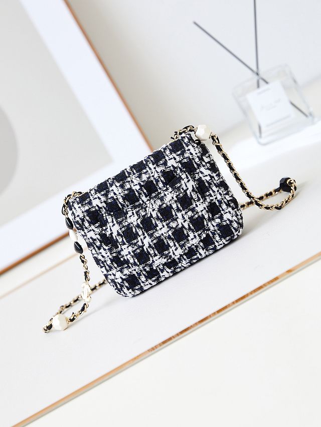 2024 CC original tweed mini flap bag AS3782 black