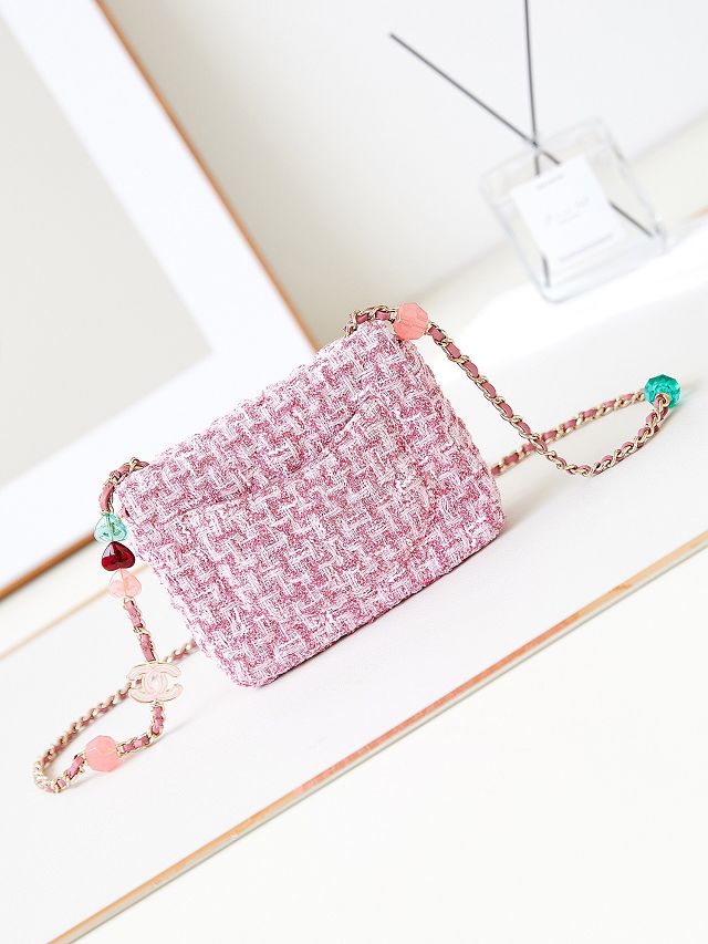 2024 CC original tweed mini flap bag AS3782 pink