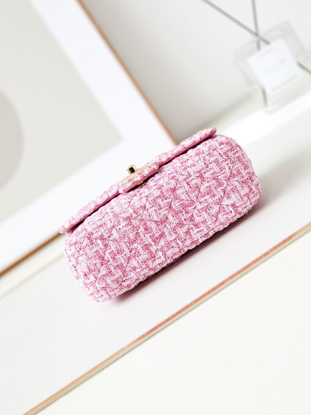 2024 CC original tweed small flap bag AS3783 pink