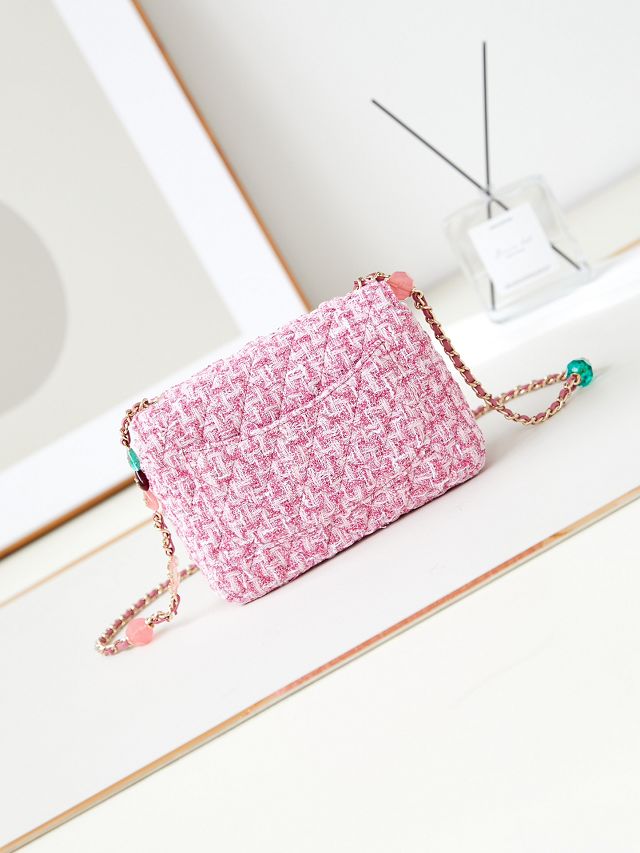 2024 CC original tweed small flap bag AS3783 pink