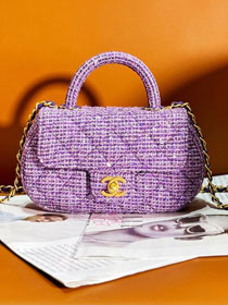 2024 CC original tweed small top handle bag AS4573 purple