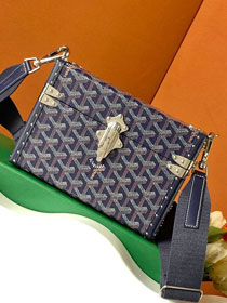 Goyard original canvas cassette trunk bag GY0102 navy blue