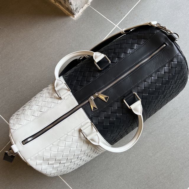 BV original calfskin medium duffle bag 650066 space&white