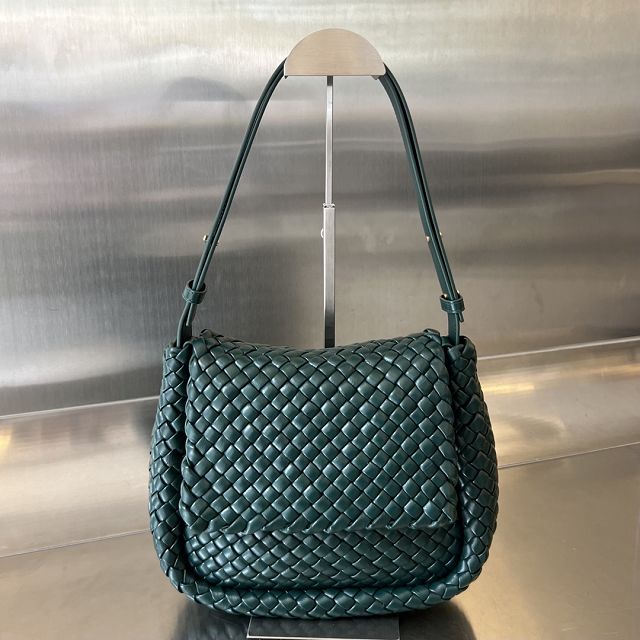 BV original lambskin cobble shoulder bag 709418 emerald green