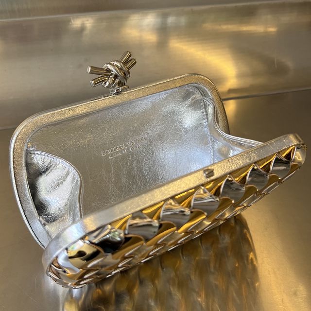 BV original patent calfskin knot pouch 778500 gold&silver