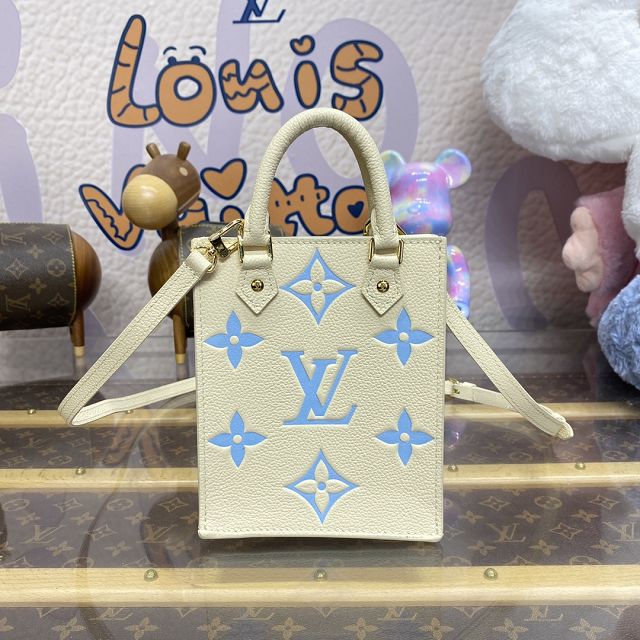 Louis vuitton original calfskin petit sac plat bag m81417 white&blue