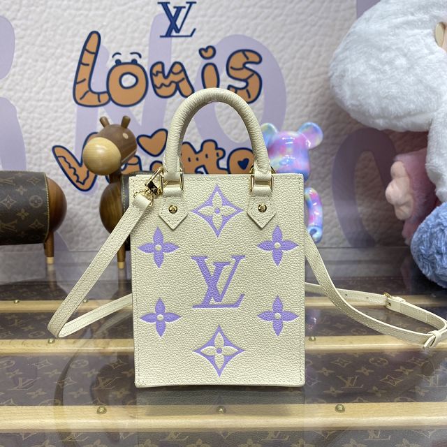 Louis vuitton original calfskin petit sac plat bag m81417 white&purple